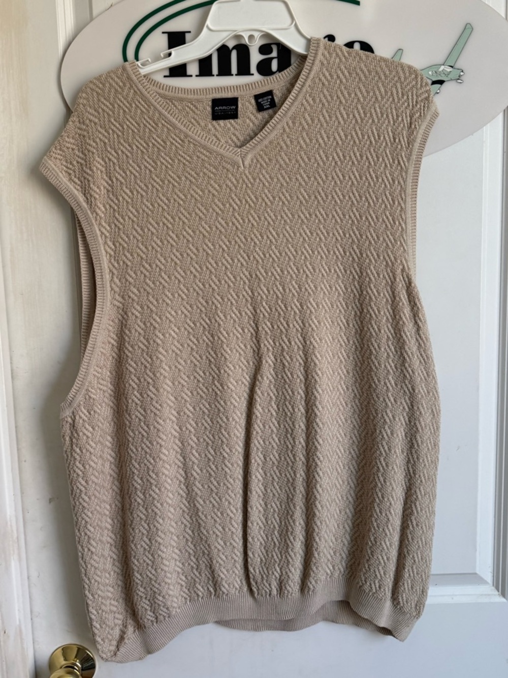 Arrow Beige Textured 100% Cotton Vest